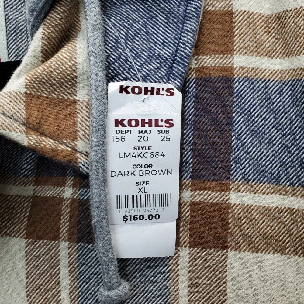 Levi's Flannel Shirt Jacket Men XL Multi Plaid Sherpa Lined Hood Snap Inside Zip - Picture 8 of 15
